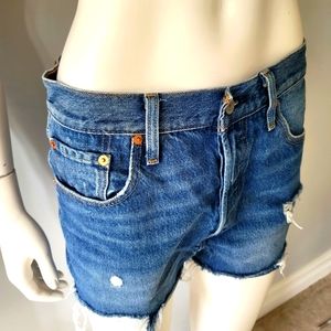 Levi 501 Distressed Denim Shorts W28